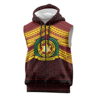 Personalised Tonga Vava'u High School Sleeveless Zip Hoodie Polynesian Ngatu Tribal - Polynesian Pride