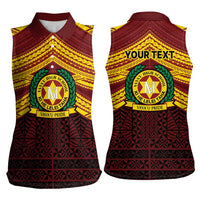 Personalised Tonga Vava'u High School Women Sleeveless Polo Shirt Polynesian Ngatu Tribal