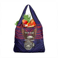 American Samoa Brave Eagle Personalized Grocery Bag National Flag Color LT9 1-pack One Size Blue - Polynesian Pride