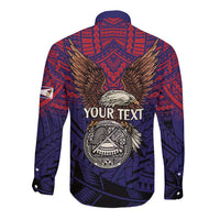 American Samoa Brave Eagle Personalized Long Sleeve Button Shirt National Flag Color