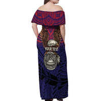 American Samoa Brave Eagle Personalized Off Shoulder Maxi Dress National Flag Color LT9 - Polynesian Pride