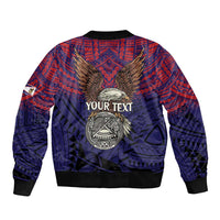 American Samoa Brave Eagle Personalized Sleeve Zip Bomber Jacket National Flag Color