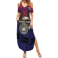 American Samoa Brave Eagle Personalized Summer Maxi Dress National Flag Color LT9 Women Blue - Polynesian Pride