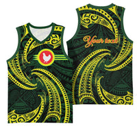 American Samoa Manua Cession Day Personalized Basketball Jersey Polynesian Wave Style - Polynesian Pride