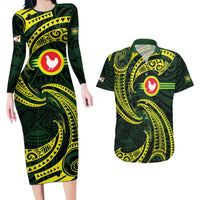 American Samoa Manua Cession Day Personalized Couples Matching Long Sleeve Bodycon Dress and Hawaiian Shirt Polynesian Wave Style