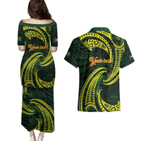 American Samoa Manua Cession Day Personalized Couples Matching Puletasi and Hawaiian Shirt Polynesian Wave Style