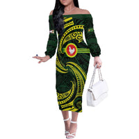 American Samoa Manua Cession Day Personalized Family Matching Off The Shoulder Long Sleeve Dress and Hawaiian Shirt Polynesian Wave Style