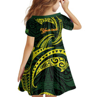 American Samoa Manua Cession Day Personalized Kid Short Sleeve Dress Polynesian Wave Style LT9 - Polynesian Pride
