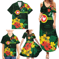 American Samoa Manu'atele Personalized Family Matching Summer Maxi Dress and Hawaiian Shirt Manua Island Hibiscus Flowers