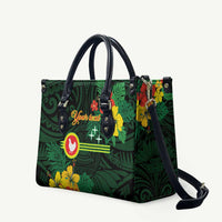American Samoa Manu'atele Personalized Leather Bag Manua Island Hibiscus Flowers - Polynesian Pride