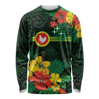 American Samoa Manu'atele Personalized Long Sleeve Shirt Manua Island Hibiscus Flowers