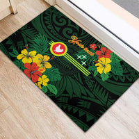 American Samoa Manu'atele Personalized Rubber Doormat Manua Island Hibiscus Flowers