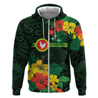 American Samoa Manu'atele Personalized Zip Hoodie Manua Island Hibiscus Flowers