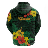 American Samoa Manu'atele Personalized Zip Hoodie Manua Island Hibiscus Flowers