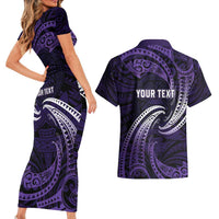 Manua Segaula American Samoa High School Personalized Couples Matching Short Sleeve Bodycon Dress and Hawaiian Shirt Polynesian Wave Style