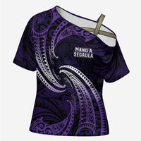 Manua Segaula American Samoa High School Personalized Cross Shoulder Shirt Polynesian Wave Style - Polynesian Pride