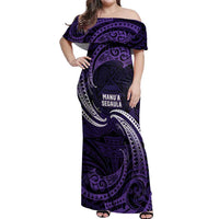 Manua Segaula American Samoa High School Personalized Off Shoulder Maxi Dress Polynesian Wave Style LT9 Women Purple - Polynesian Pride