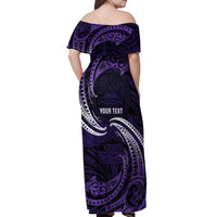 Manua Segaula American Samoa High School Personalized Off Shoulder Maxi Dress Polynesian Wave Style LT9 - Polynesian Pride