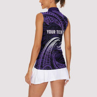 Manua Segaula American Samoa High School Personalized Women Sleeveless Polo Shirt Polynesian Wave Style