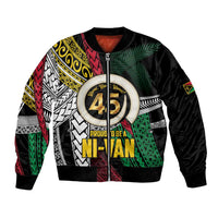 Ni-Van Vanuatu 45th Yumi Yumi Yumi Bomber Jacket Vanuatuan Boar Tusk Polynesian Pattern