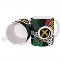 Ni-Van Vanuatu 45th Yumi Yumi Yumi Ceramic Mug Vanuatuan Boar Tusk Polynesian Pattern - Polynesian Pride