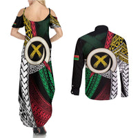 Ni-Van Vanuatu 45th Yumi Yumi Yumi Couples Matching Summer Maxi Dress and Long Sleeve Button Shirt Vanuatuan Boar Tusk Polynesian Pattern