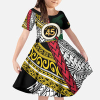 Ni-Van Vanuatu 45th Yumi Yumi Yumi Family Matching Off The Shoulder Long Sleeve Dress and Hawaiian Shirt Vanuatuan Boar Tusk Polynesian Pattern