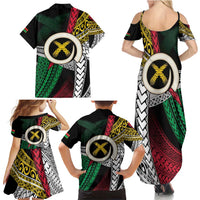 Ni-Van Vanuatu 45th Yumi Yumi Yumi Family Matching Summer Maxi Dress and Hawaiian Shirt Vanuatuan Boar Tusk Polynesian Pattern