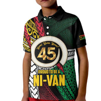 Ni-Van Vanuatu 45th Yumi Yumi Yumi Kid Polo Shirt Vanuatuan Boar Tusk Polynesian Pattern