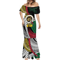 Ni-Van Vanuatu 45th Yumi Yumi Yumi Mermaid Dress Vanuatuan Boar Tusk Polynesian Pattern