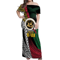 Ni-Van Vanuatu 45th Yumi Yumi Yumi Off Shoulder Maxi Dress Vanuatuan Boar Tusk Polynesian Pattern