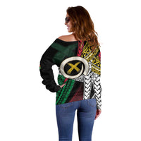 Ni-Van Vanuatu 45th Yumi Yumi Yumi Off Shoulder Sweater Vanuatuan Boar Tusk Polynesian Pattern