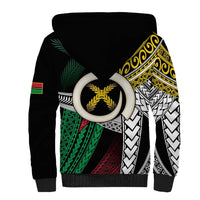 Ni-Van Vanuatu 45th Yumi Yumi Yumi Sherpa Hoodie Vanuatuan Boar Tusk Polynesian Pattern