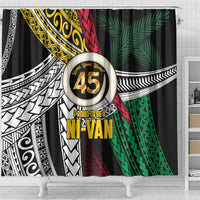 Ni-Van Vanuatu 45th Yumi Yumi Yumi Shower Curtain Vanuatuan Boar Tusk Polynesian Pattern