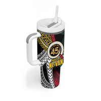 Ni-Van Vanuatu 45th Yumi Yumi Yumi Tumbler With Handle Vanuatuan Boar Tusk Polynesian Pattern LT9 - Polynesian Pride