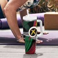 Ni-Van Vanuatu 45th Yumi Yumi Yumi Tumbler With Handle Vanuatuan Boar Tusk Polynesian Pattern LT9 - Polynesian Pride