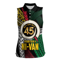Ni-Van Vanuatu 45th Yumi Yumi Yumi Women Sleeveless Polo Shirt Vanuatuan Boar Tusk Polynesian Pattern