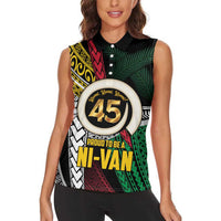 Ni-Van Vanuatu 45th Yumi Yumi Yumi Women Sleeveless Polo Shirt Vanuatuan Boar Tusk Polynesian Pattern
