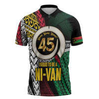 Ni-Van Vanuatu 45th Yumi Yumi Yumi Zipper Polo Shirt Vanuatuan Boar Tusk Polynesian Pattern - Polynesian Pride