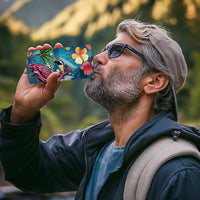 Hawaiian Flamingo Hibiscus Personalised 4 in 1 Can Cooler Tumbler Blue Summer Tropical Flowers - Polynesian Pride