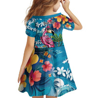 Hawaiian Flamingo Hibiscus Personalised Family Matching Mermaid Dress and Hawaiian Shirt Blue Summer Tropical Flowers - Polynesian Pride
