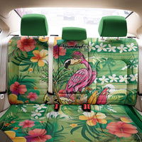 Hawaiian Flamingo Hibiscus Personalised Back Car Seat Cover Green Summer Tropical Flowers - Polynesian Pride