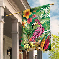 Hawaiian Flamingo Hibiscus Personalised Garden Flag Green Summer Tropical Flowers LT9 House Flag Green - Polynesian Pride