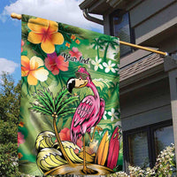 Hawaiian Flamingo Hibiscus Personalised Garden Flag Green Summer Tropical Flowers LT9 - Polynesian Pride