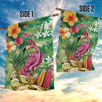 Hawaiian Flamingo Hibiscus Personalised Garden Flag Green Summer Tropical Flowers LT9 - Polynesian Pride