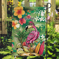 Hawaiian Flamingo Hibiscus Personalised Garden Flag Green Summer Tropical Flowers LT9 Garden Flag Green - Polynesian Pride