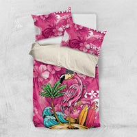Hawaiian Flamingo Hibiscus Personalised Bedding Set Pink Summer Tropical Flowers - Polynesian Pride