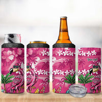 Hawaiian Flamingo Hibiscus Personalised 4 in 1 Can Cooler Tumbler Pink Summer Tropical Flowers - Polynesian Pride
