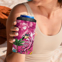 Hawaiian Flamingo Hibiscus Personalised 4 in 1 Can Cooler Tumbler Pink Summer Tropical Flowers - Polynesian Pride