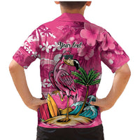 Hawaiian Flamingo Hibiscus Personalised Family Matching Mermaid Dress and Hawaiian Shirt Pink Summer Tropical Flowers - Polynesian Pride